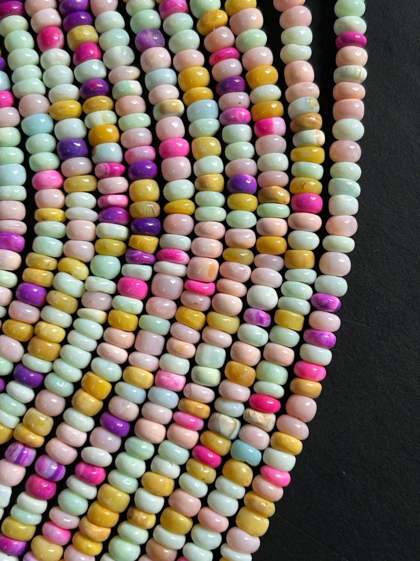 Multi Opal Smooth Rondelle Beads, 6mm Multi Opal Rondelle Beads,