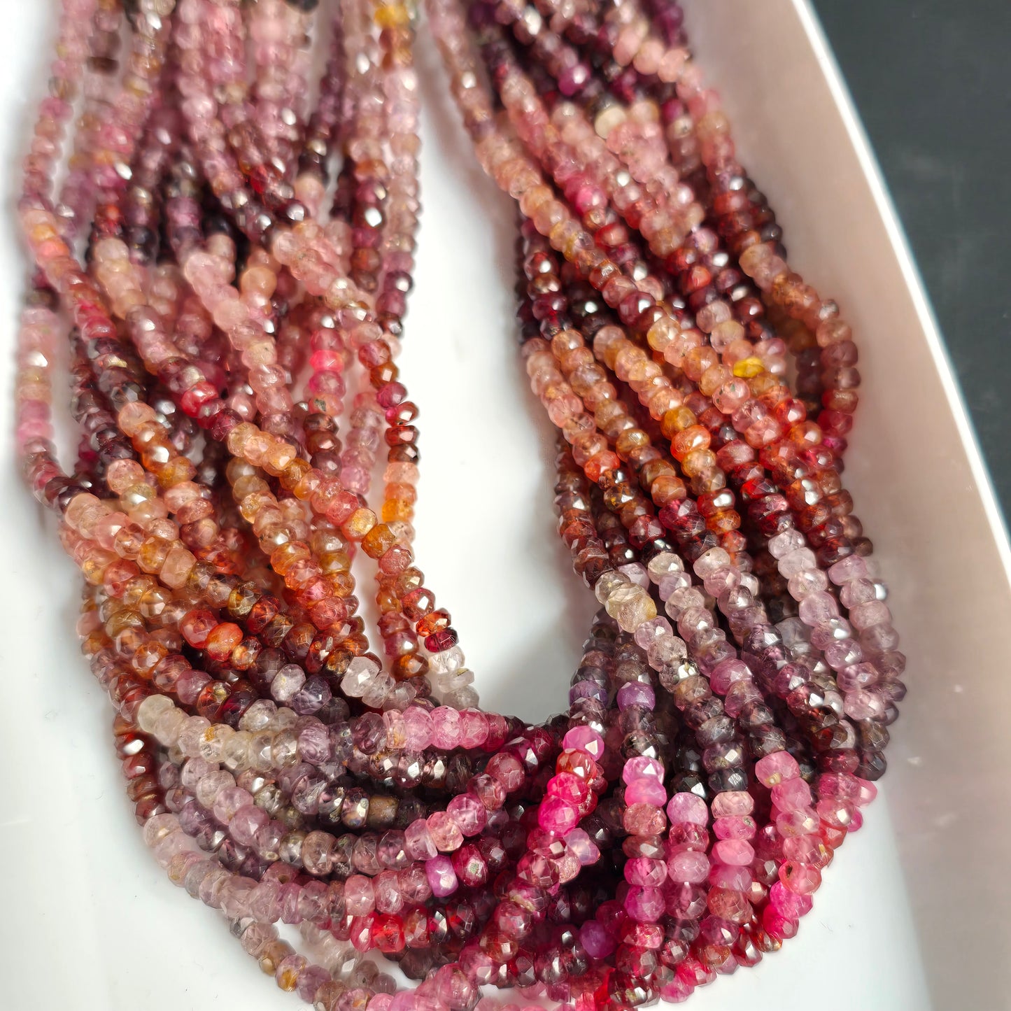 MULTI SPINEL FACETED RONDELLE, 4MM , 13", SPINEL BEADS, NATURAL MULTI SPINEL, GEMSTONE BEADS