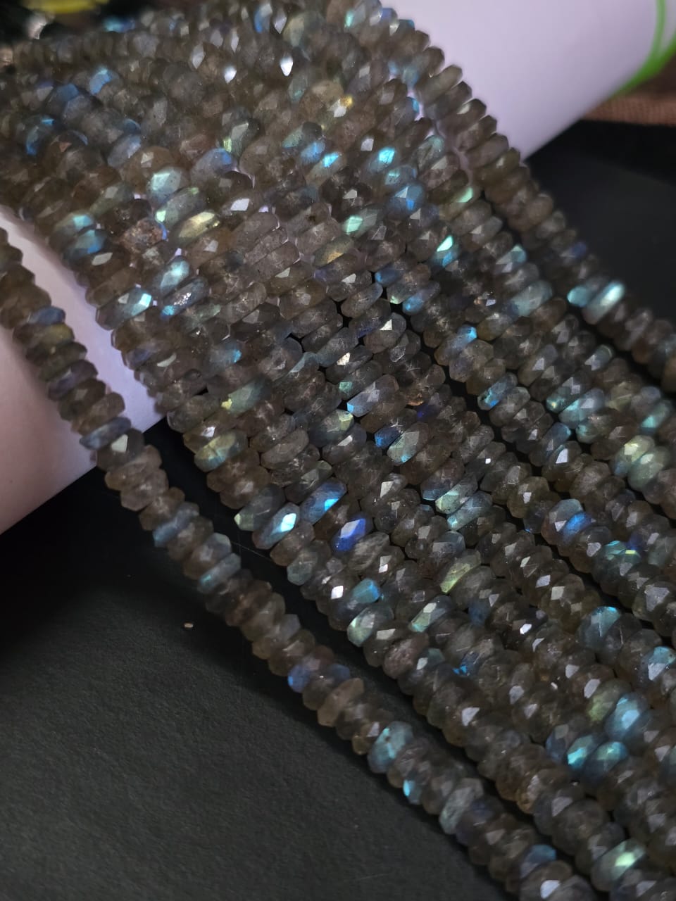 Top Quality Labradorite Tyre Briolette, 6-6.5mm Labradorite Faceted Beads, Labradorite Wheel Beads, Labradorite Beads, Gemstone Tyre Beads