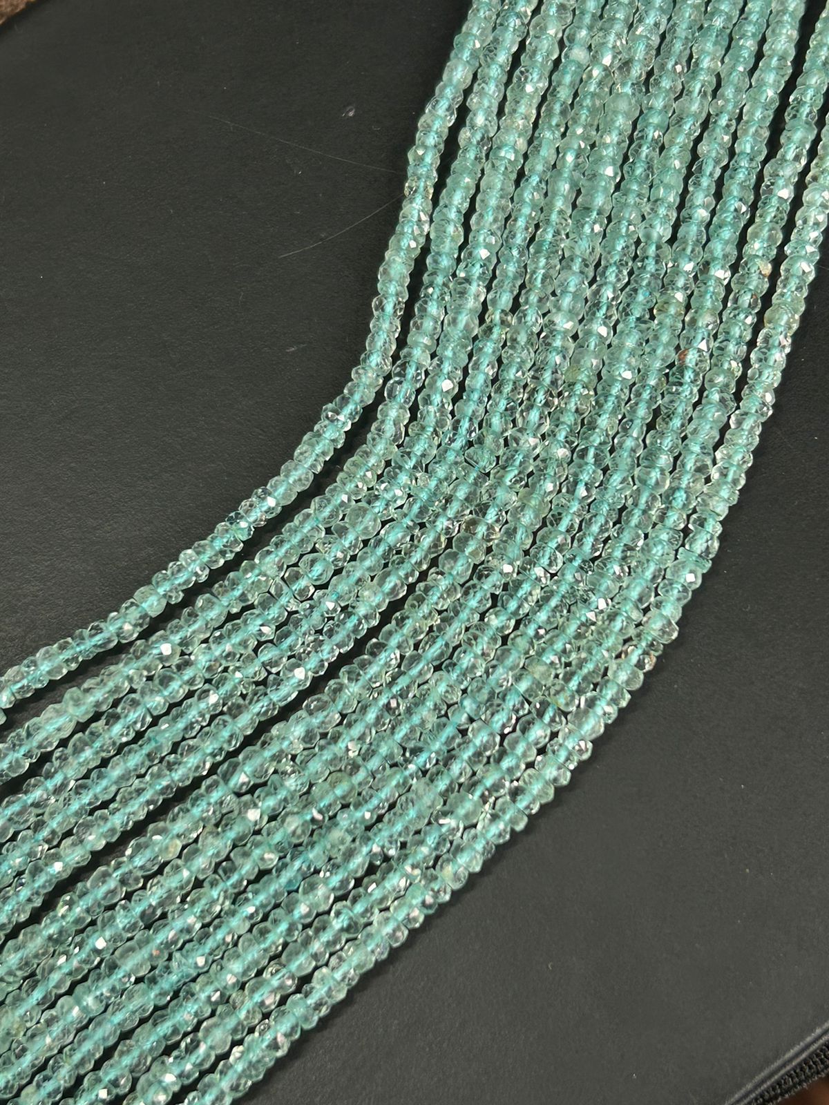 AAA+ Aquamarine Faceted Rondelle Beads, 3.5MM APX Aquamarine Rondelle Beads, Natural Aquamarine Beads Strand For Jewelry Making