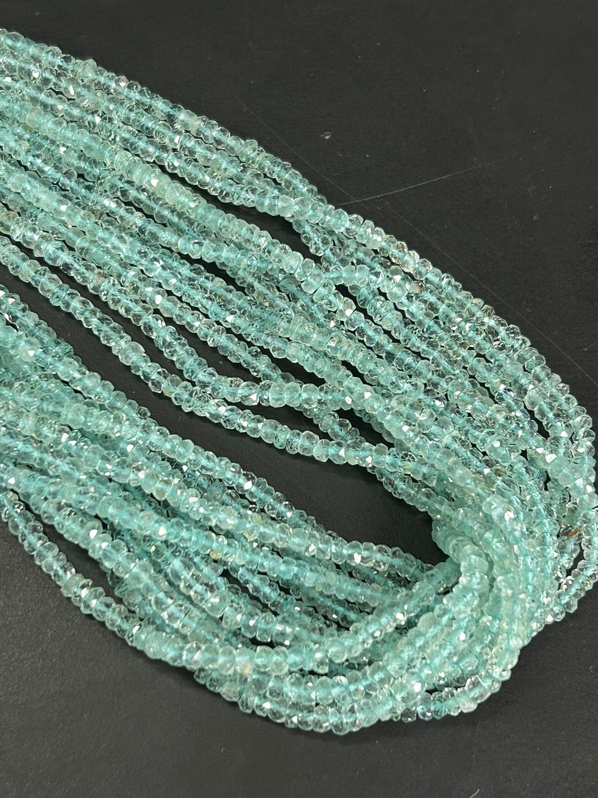 AAA+ Aquamarine Faceted Rondelle Beads, 3.5MM APX Aquamarine Rondelle Beads, Natural Aquamarine Beads Strand For Jewelry Making