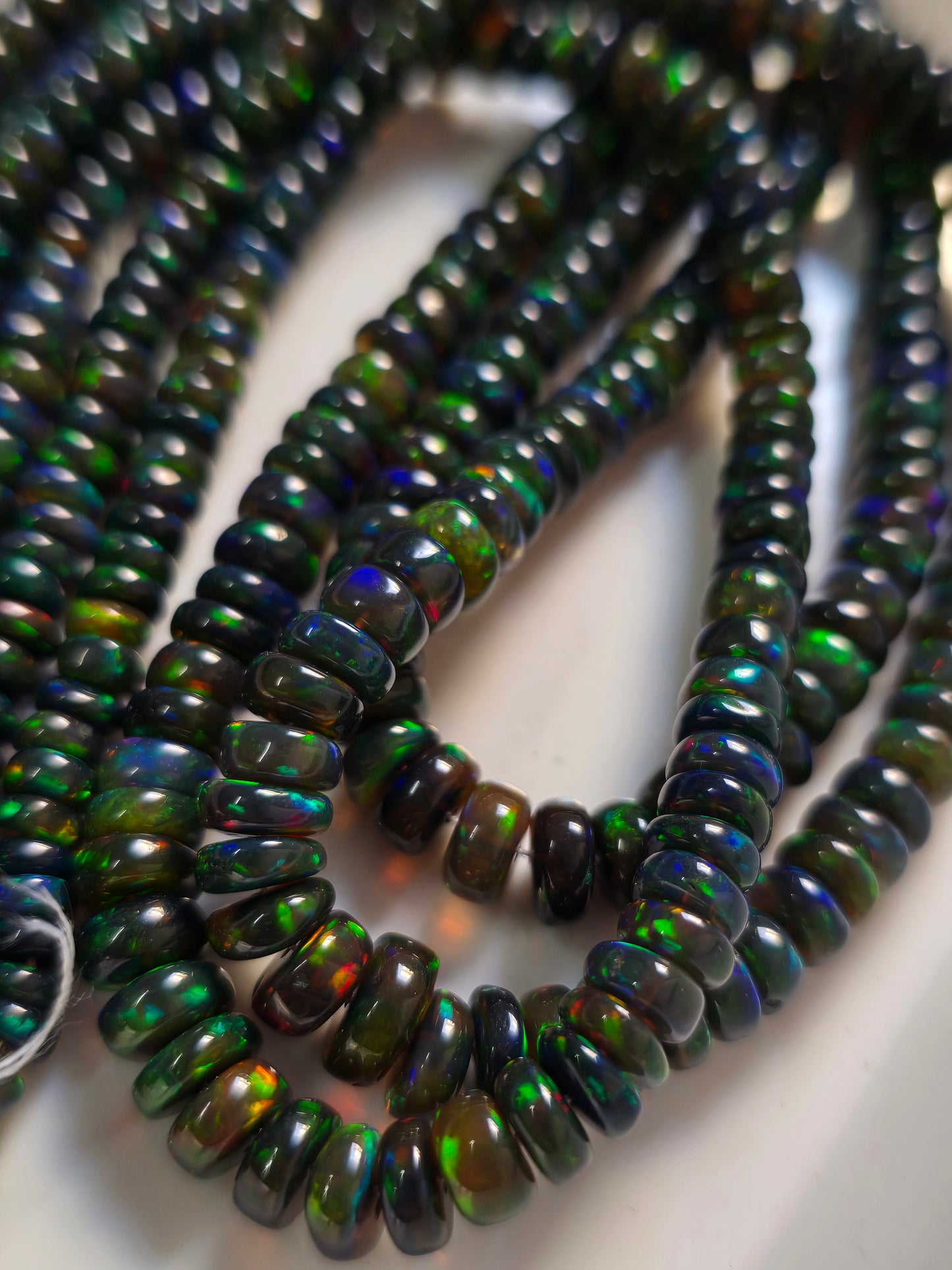 AAA TOP QUALITY BLACK ETHIOPIAN OPAL SMOOTH RONDELLE, 16 INCHES, 5 TO 7 MM APX, ETHIOPIAN OPAL BEADS, BEADS, GEMSTONE BEADS, NATURAL STONES