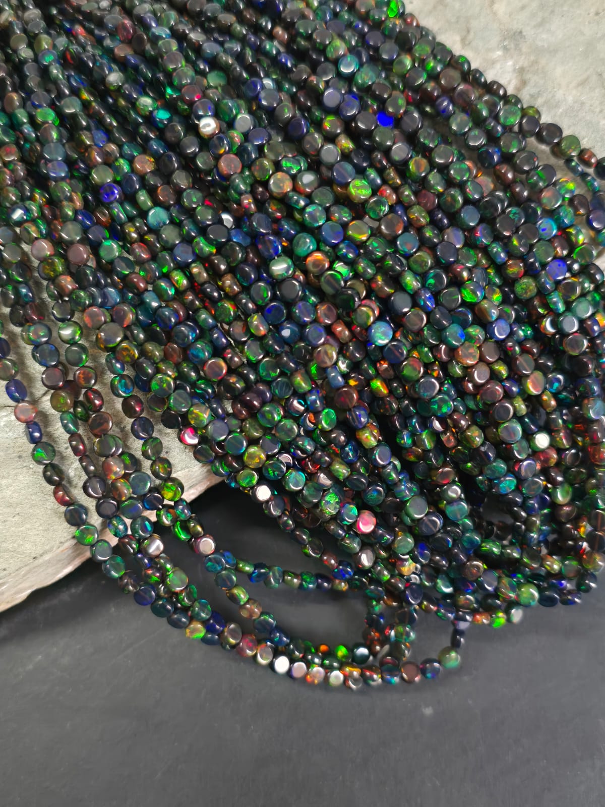 3.5-4.5 mm, Fire Opal Ethiopian Opal smooth coin Beads Opal Beads, Natural Ethiopian Opal Beads, Top Quality Ethiopian Beads