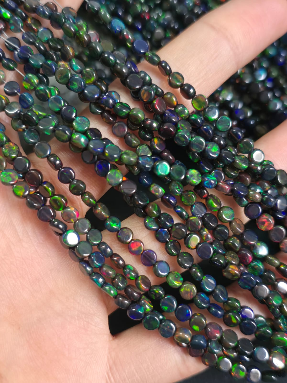 3.5-4.5 mm, Fire Opal Ethiopian Opal smooth coin Beads Opal Beads, Natural Ethiopian Opal Beads, Top Quality Ethiopian Beads