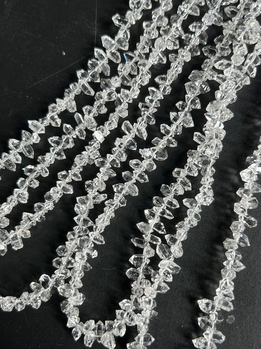 Raw Herkimer Diamond Quartz Clear 5mm-6mm Uncut Nuggets | 8inch Strand | Diamond