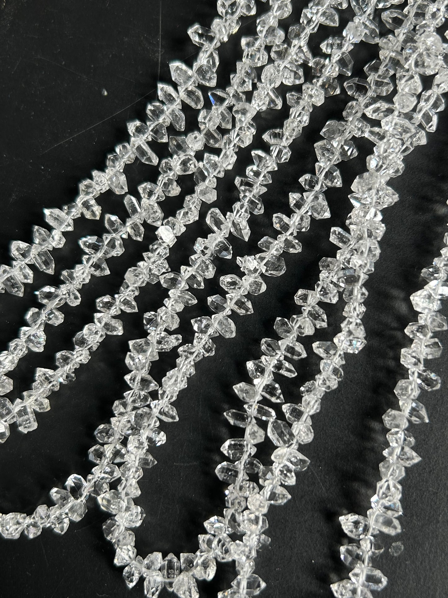 Raw Herkimer Diamond Quartz Clear 5mm-6mm Uncut Nuggets | 8inch Strand | Diamond