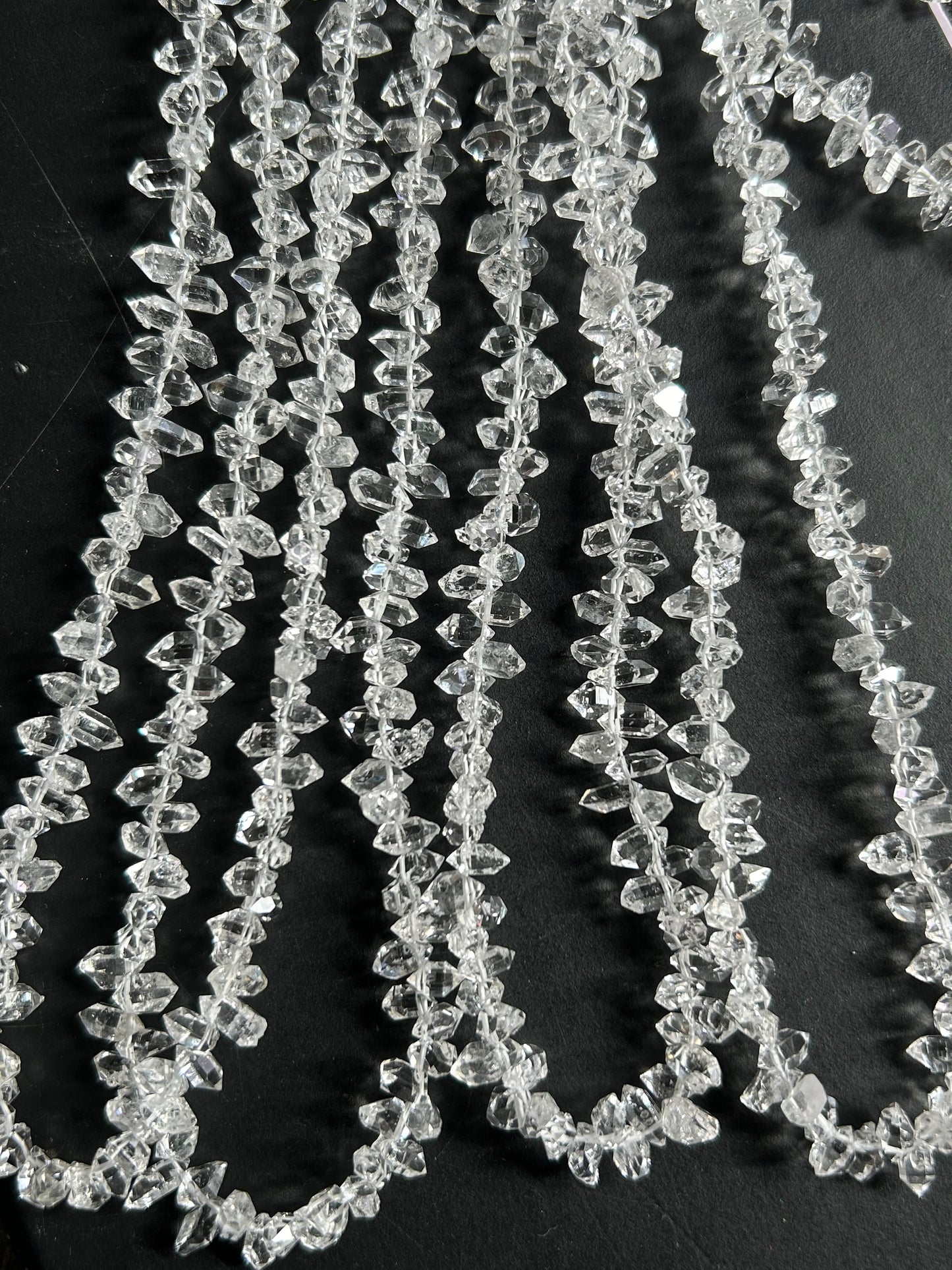 Raw Herkimer Diamond Quartz Clear 5mm-6mm Uncut Nuggets | 8inch Strand | Diamond