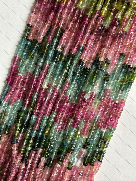 Multi Tourmaline Faceted rondelle beads