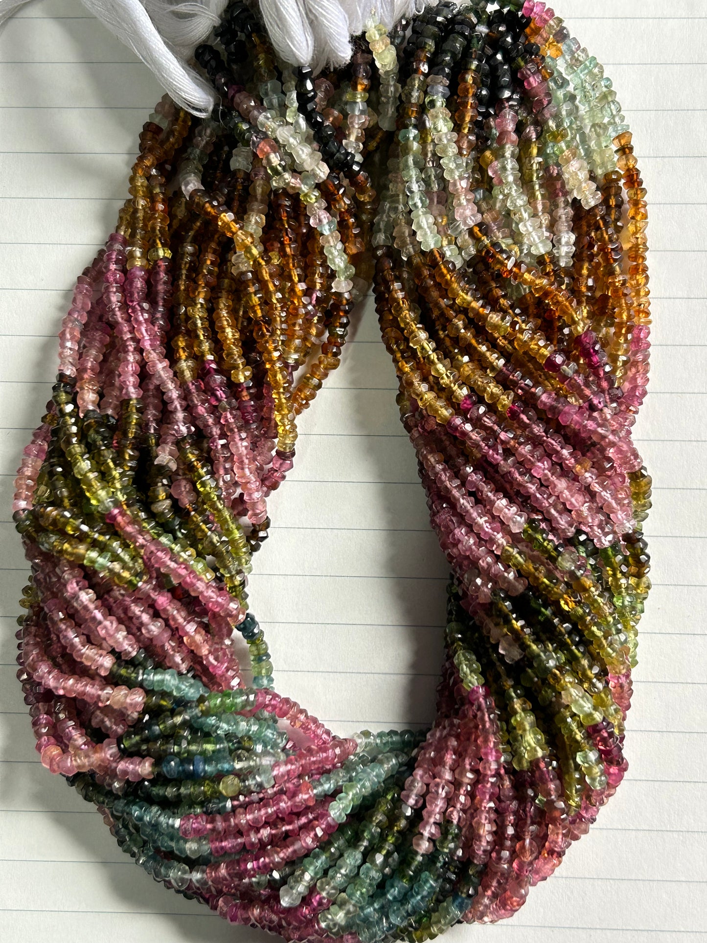 Multi Tourmaline Faceted rondelle beads