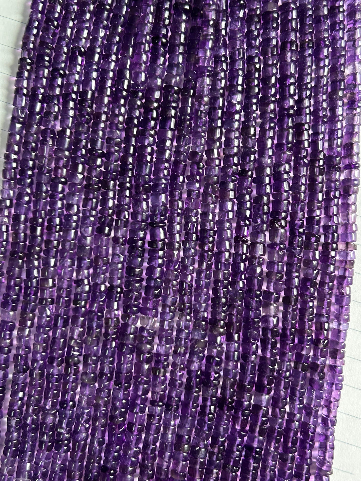 Amethyst Gemstone Heishi Beads | 4mm Tyre Rondelle 16" Strand | African Amethyst