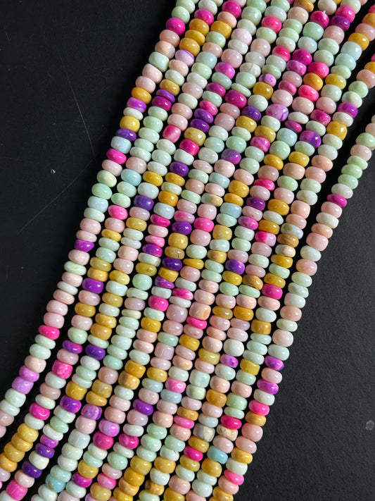 Multi Opal Smooth Rondelle Beads, 6mm Multi Opal Rondelle Beads,