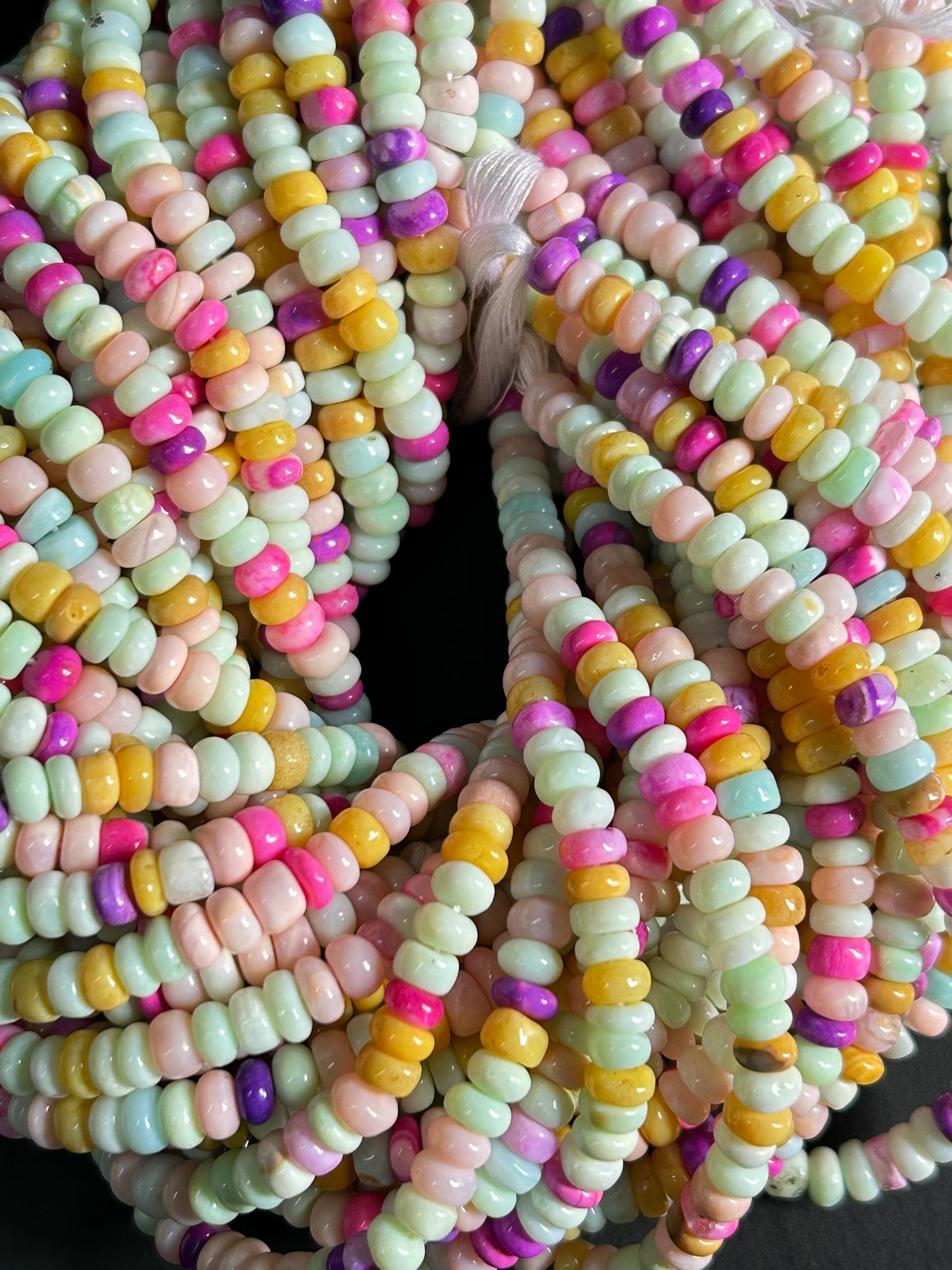 Multi Opal Smooth Rondelle Beads, 6mm Multi Opal Rondelle Beads,