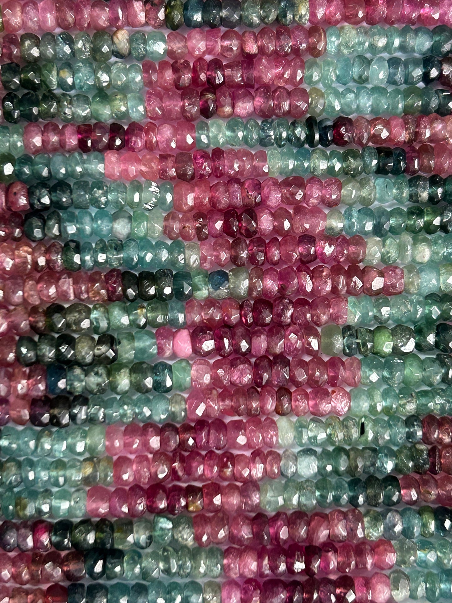 Natural Multi Tourmaline faceted rondelle beads, 4mm Tourmaline beads,