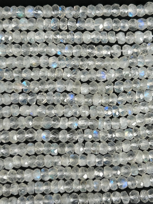 Rainbow Moonstone Faceted Rondelle Beads, 5MM Rainbow Moonstone Rondelle Beads,