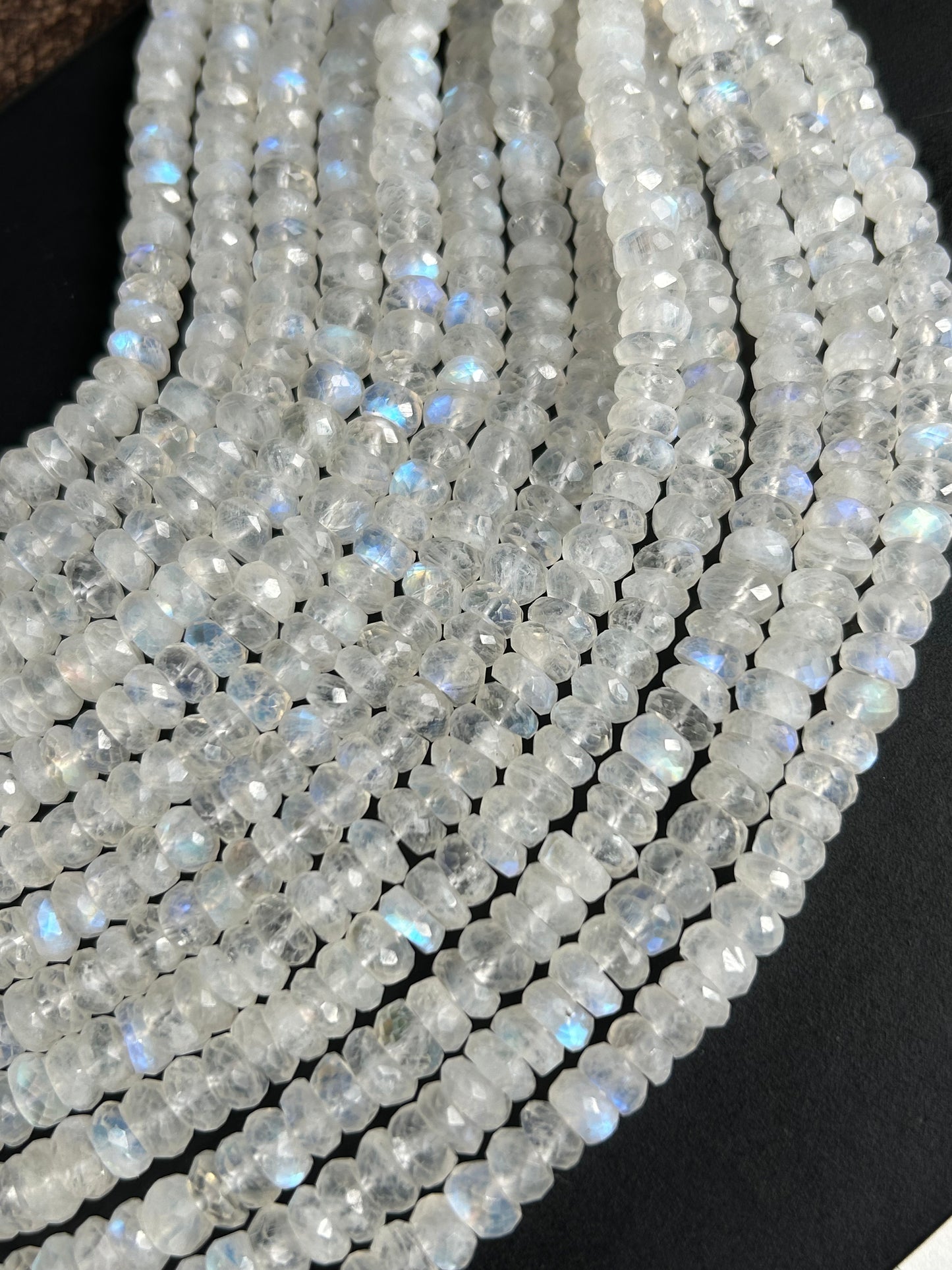 AA quality rainbow moonstone faceted beads, 7mm , 8inches, moonstone