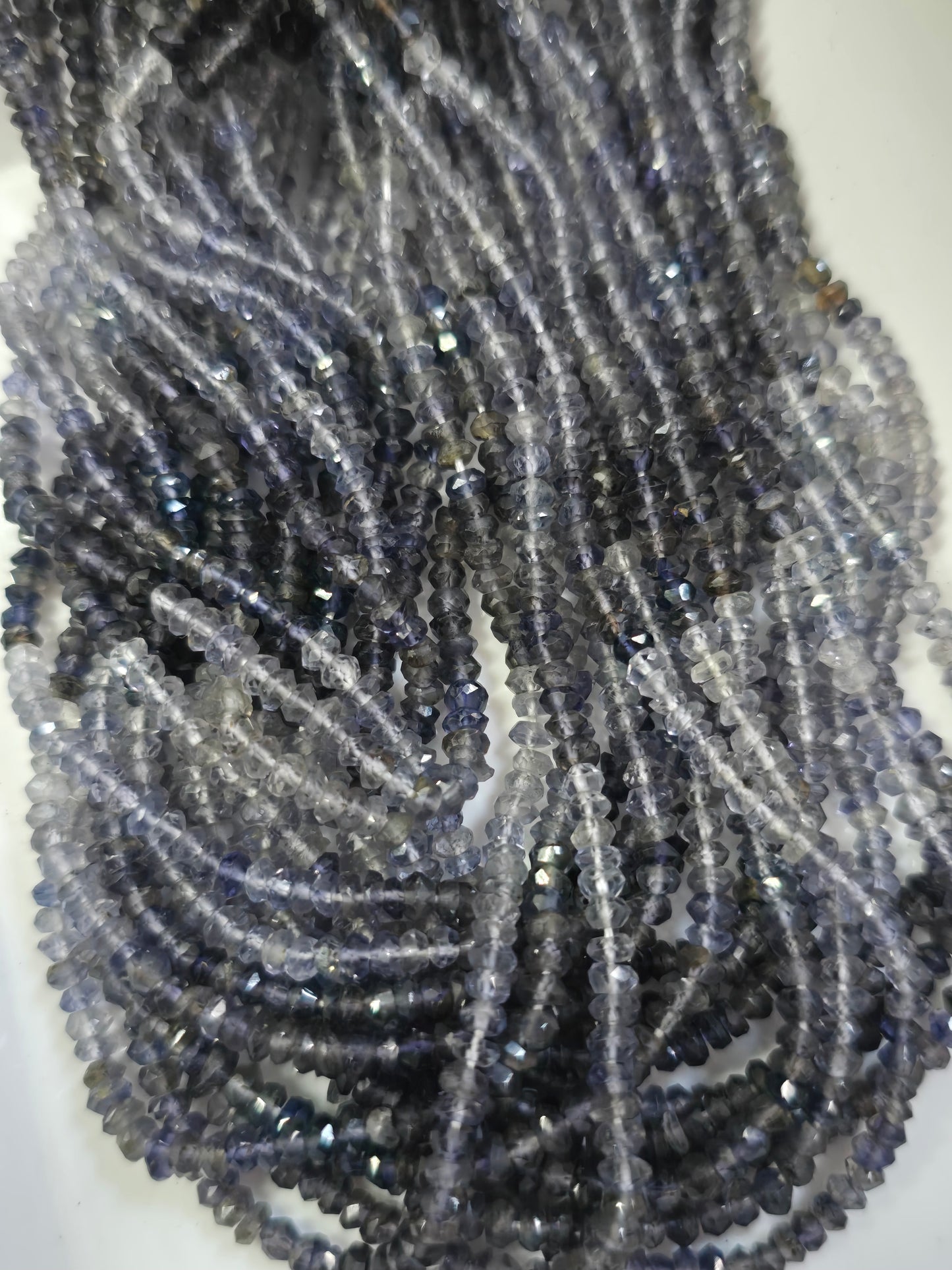 IOLITE FACETED RONDELLE, 13 INCHES, 3 MM APX, JEWELLERY MAKING, GEMSTONE BEADS , NATURAL STONES