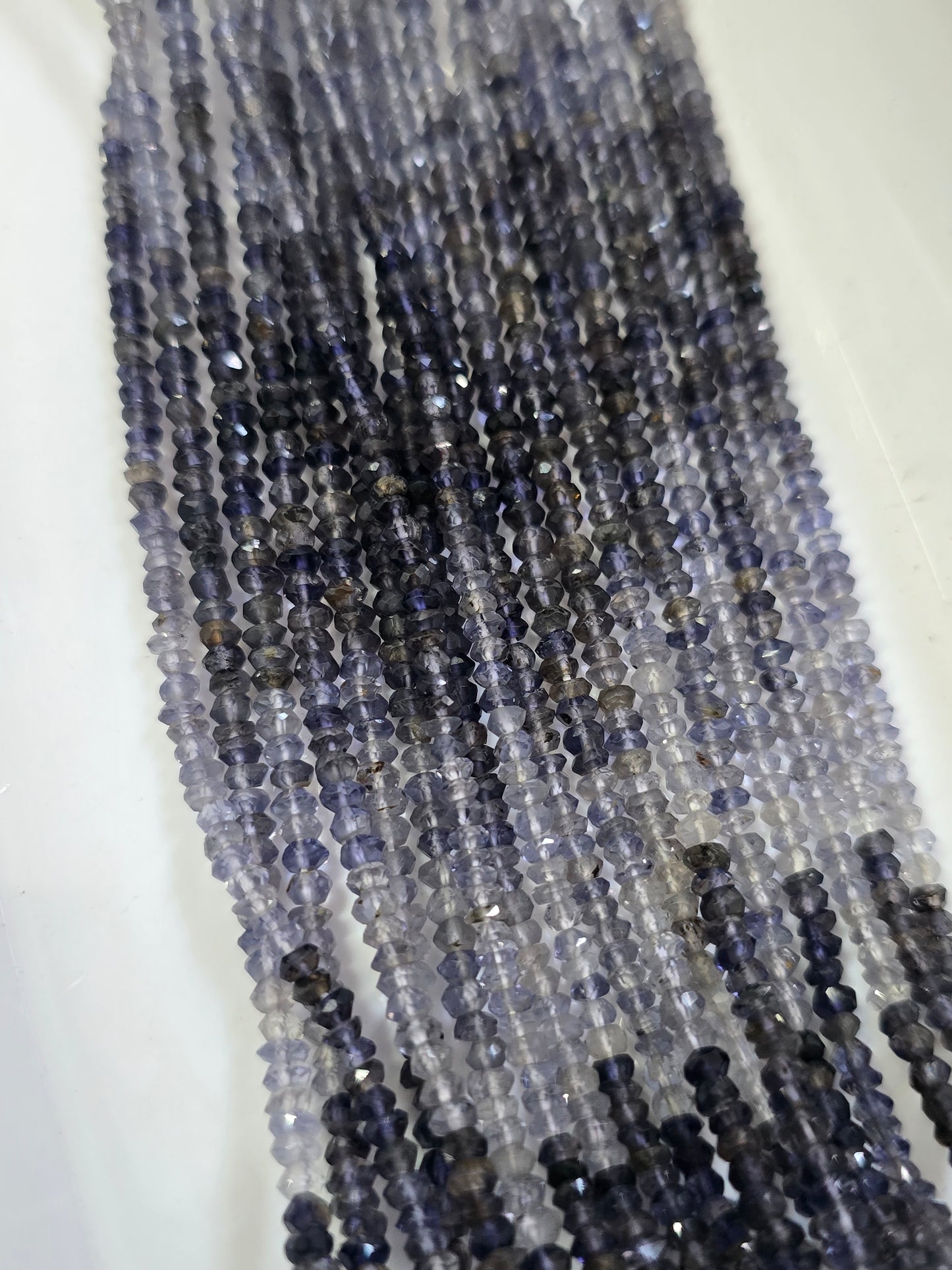 IOLITE FACETED RONDELLE, 13 INCHES, 3 MM APX, JEWELLERY MAKING, GEMSTONE BEADS , NATURAL STONES