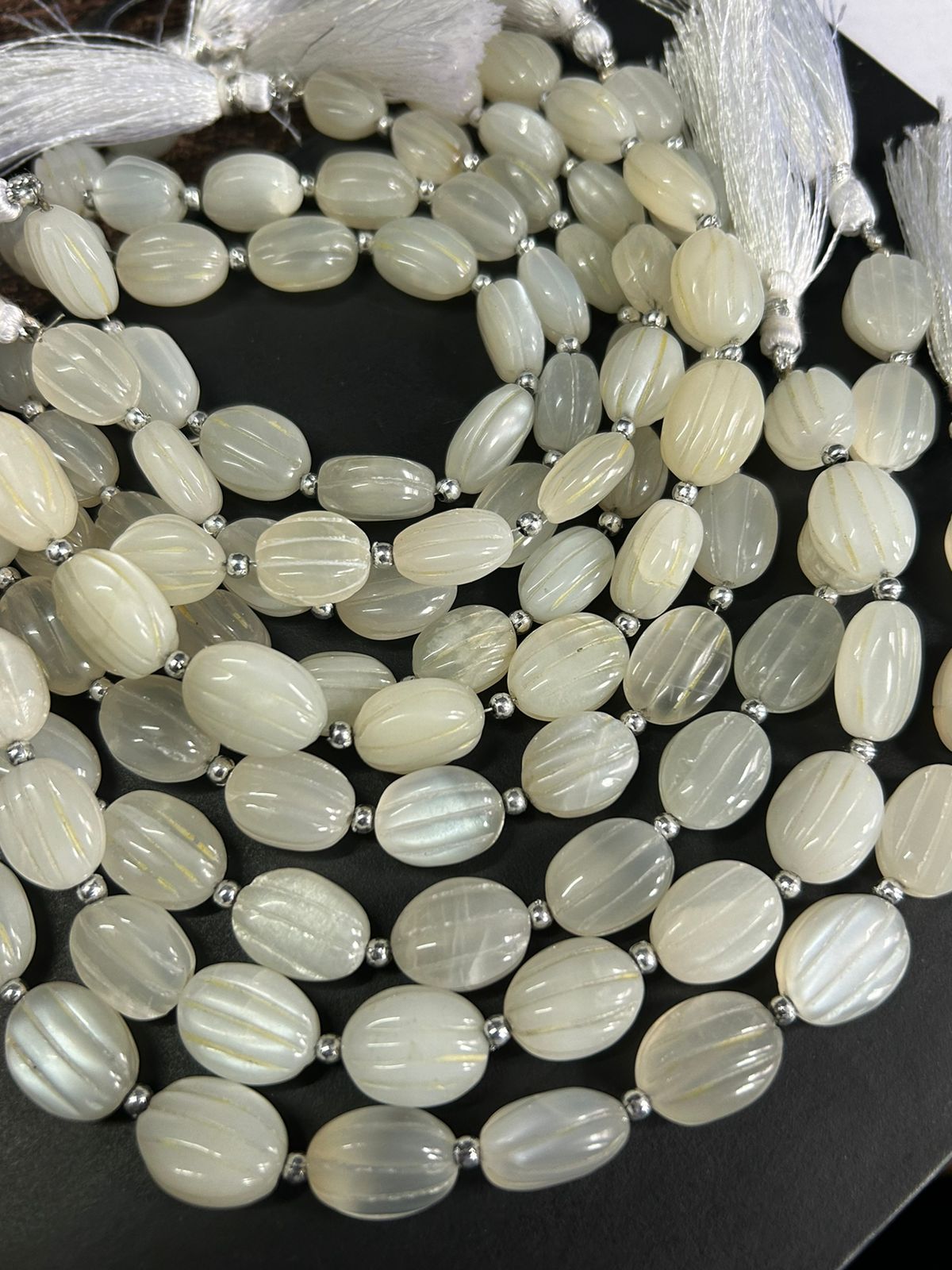 12 Pieces White Moonstone Carved ovals Beads Natural Gemstone | 13by9 MM | Moonstone for Jewelry Making