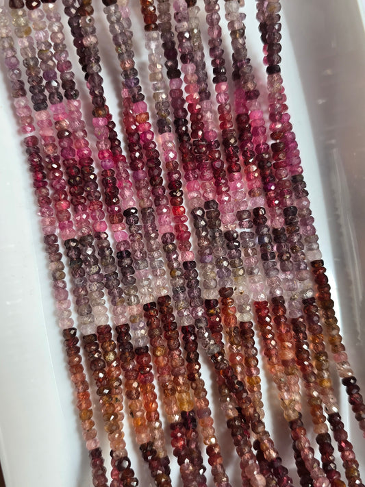 MULTI SPINEL FACETED RONDELLE, 4MM , 13", SPINEL BEADS, NATURAL MULTI SPINEL, GEMSTONE BEADS