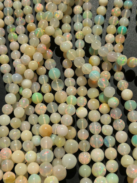 Natural Ethiopian opal smooth round,4 to 8 mm, jewelry making, opal beads,