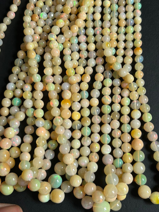 Natural Ethiopian opal smooth round,4 to 8 mm, jewelry making, opal beads,