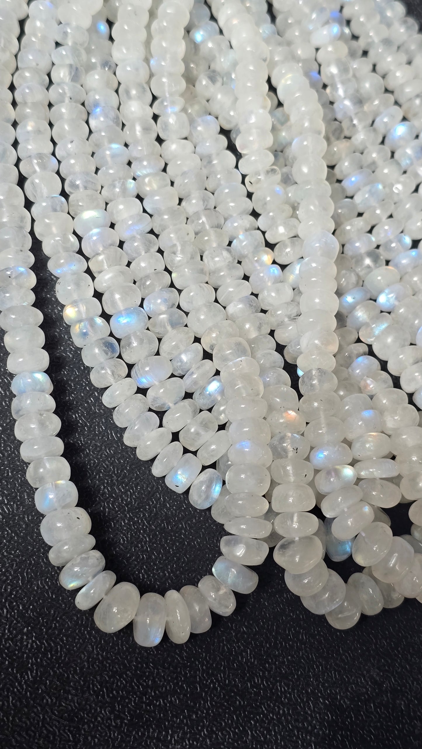 AAA QUALITY RAINBOW MOONSTONE SMOOTH RONDELLE, 7TO10MM APROXX, 16", GEMSTONE BEADS, MOONSTONE BEADS