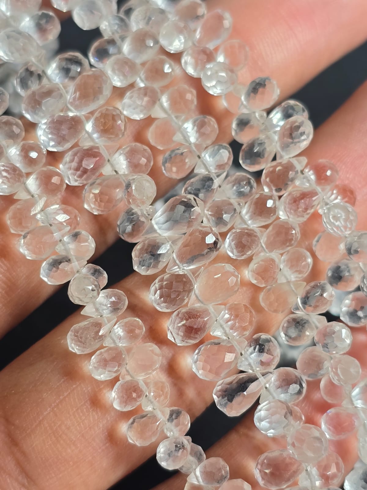 AAA QUALITY NATURAL CRYSTAL QUARTZ FACETED DROP, 8", 8*5MM, DROP BEADS, NATURAL STONE BEADS