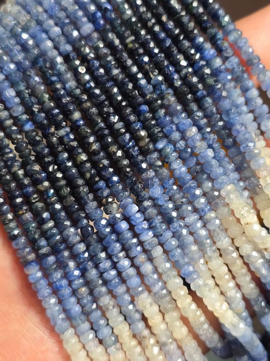 100% NATURAL BLUE SAPPHIRE FACETED RONDELLE, SAPPHIRE BEADS, JEWELLERY MAKING, 3.5TO4MM