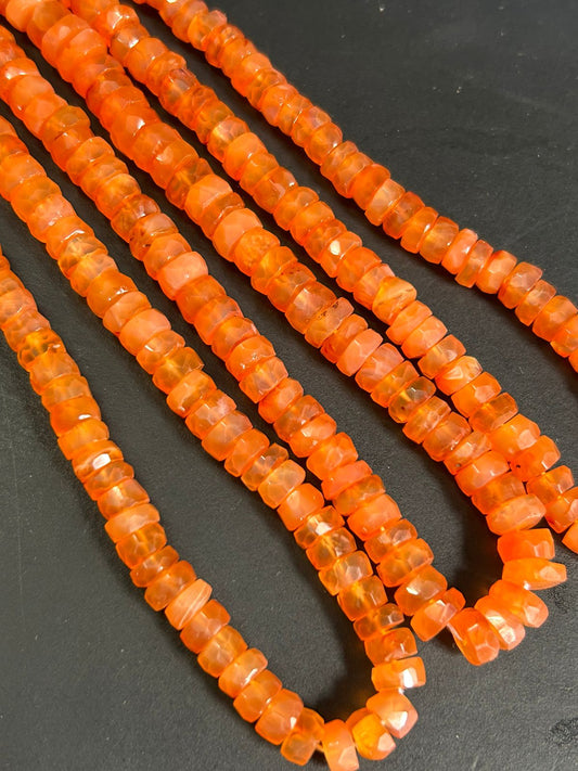 Carnelian Beads, Natural Carnelian Faceted Heishi Tire Shape Gemstone Beads, Jewelry Supplies for Jewelry making