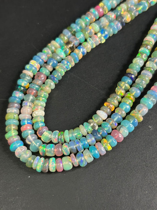 SPECIAL PRODUCT ! Ethiopian opal multi color smooth rondelle, 5to5.5mm apx, high quality, ethiopian opal beads, natural opal, necklace