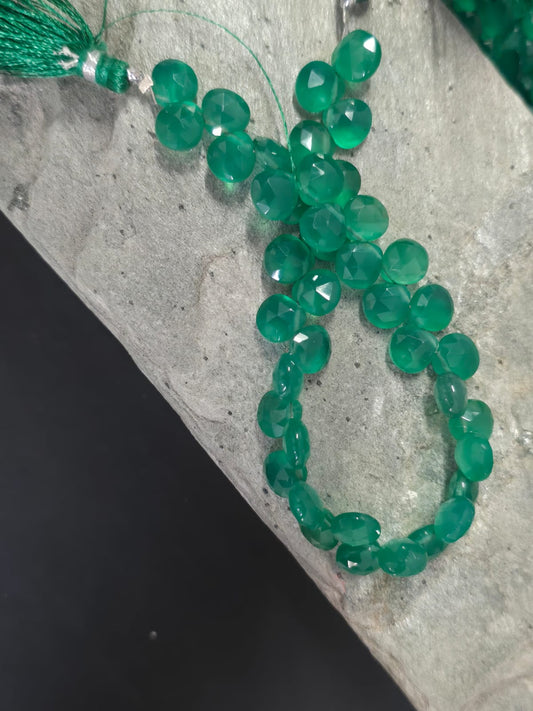 green onyx faceted heart beads, 8 mm, 8 inches strand, natural green onyx, faceted heart beads, jewellery making supplies