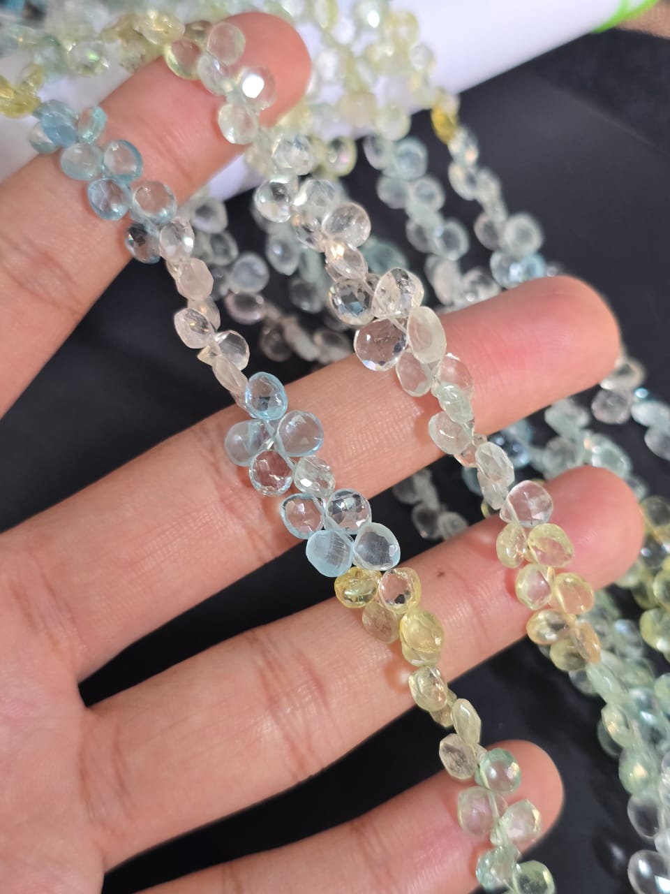 Natural Multi Aquamarine Faceted Heart Shape Beads Beads Multi Aquamarine Beads Aquamarine Heart Shape Bead Multi Aquamarine Side cut