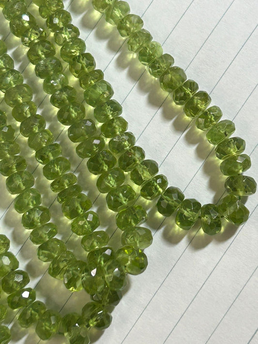 Top Quality Natural Peridot Gemstone Beads | Gemstone Natural Faceted Rondelle Beads |Tourmaline Necklace Size - 4 To 7 MM 16" Strand