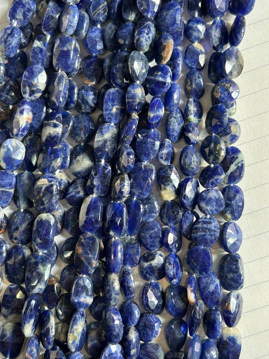 Sodalite Faceted Oval Beads, AAA Quality Gemstone Beads, 10×9 to 12×9mm,