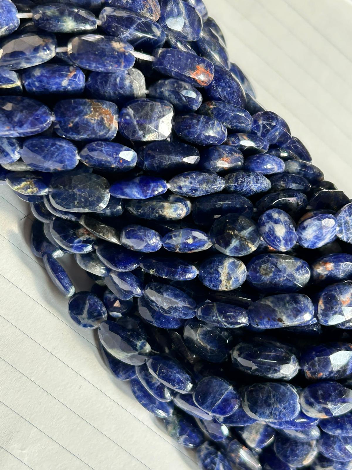 Sodalite Faceted Oval Beads, AAA Quality Gemstone Beads, 10×9 to 12×9mm,