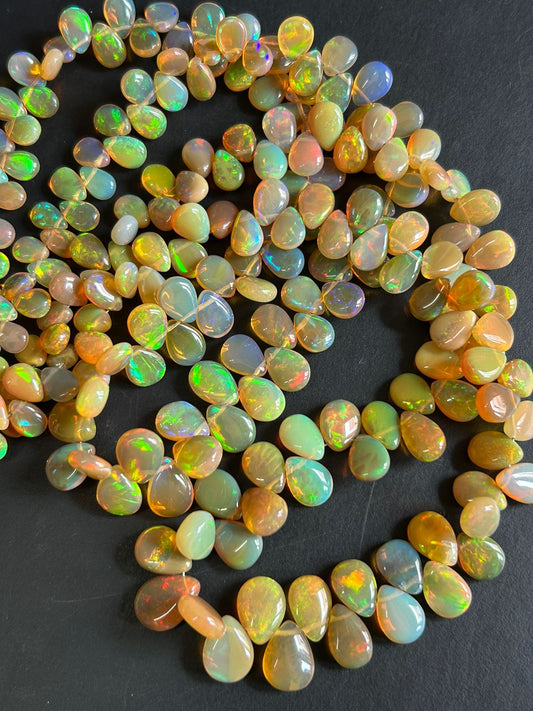 Extremely good quality yellow Ethiopian opal smooth pear, Opal beads